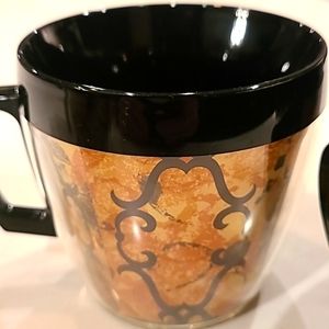 Vintage Thermo El Dorado Insulated Cups Set of 4 Coffee Mugs Black & Gold